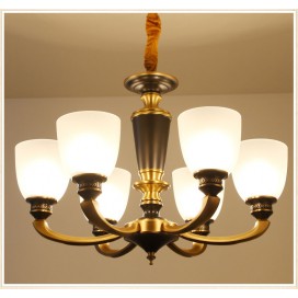 6 Light American Brass Retro Modern Chandelier