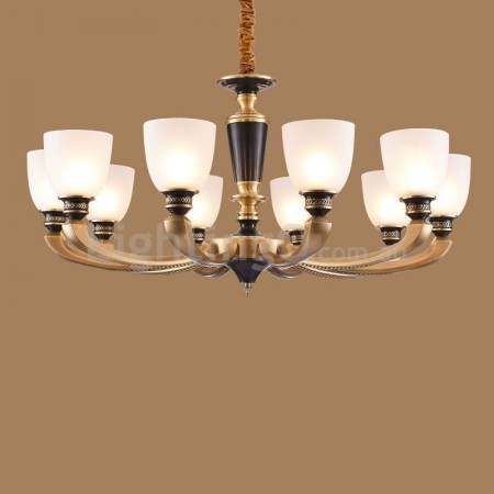 10 Light American Brass Retro Modern Chandelier