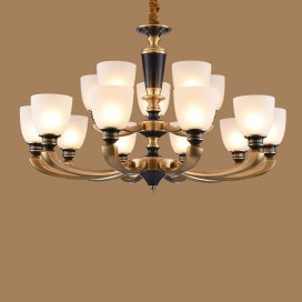 15 Light (10+5) 2 Tiers American Brass Retro Modern Chandelier