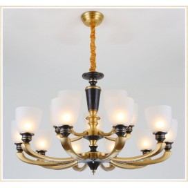 15 Light (10+5) 2 Tiers American Brass Retro Modern Chandelier