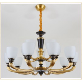 15 Light (10+5) 2 Tiers American Brass Retro Modern Chandelier