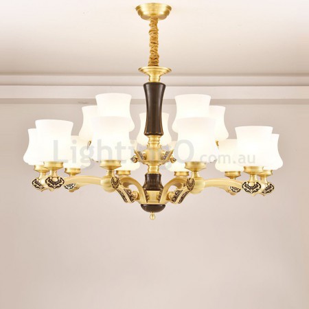 15 Light (10+5) 2 Tiers Brass American Modern Luxurious Chandelier