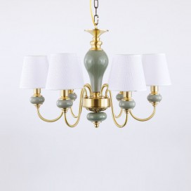 6 Light American Brass Modern Chandelier