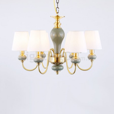 6 Light American Brass Modern Chandelier