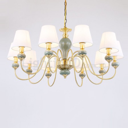 10 Light American Brass Modern Chandelier