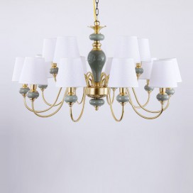 15 Light (10+5) 2 Tiers American Brass Modern Chandelier