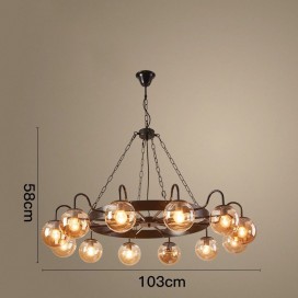 12 Light / 16 Light Industrial Style Steel Round Chandelier with Ball Shades