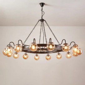 12 Light / 16 Light Industrial Style Steel Round Chandelier with Ball Shades