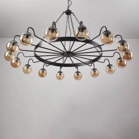 12 Light / 16 Light Industrial Style Steel Round Chandelier with Ball Shades