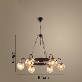 6 Light / 8 Light Industrial Style Steel Round Chandelier with Ball Shades