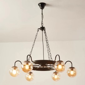 6 Light / 8 Light Industrial Style Steel Round Chandelier with Ball Shades