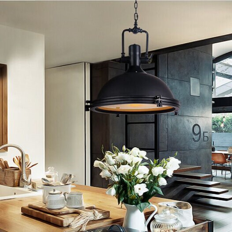 Large black deals industrial pendant light