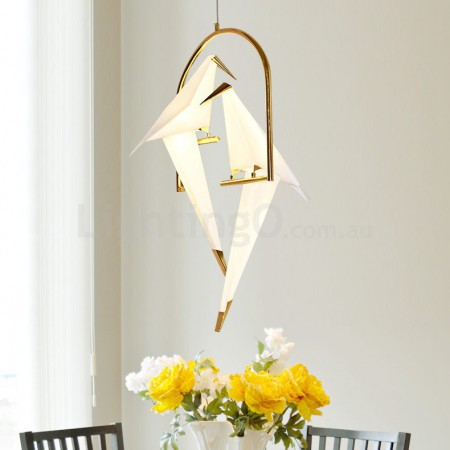 Modern/ Contemporary Paper Crane 2 Light Pendant Light