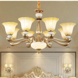 8 Light Retro Traditional Luxury Zinc Alloy Chandelier with Glass Shade