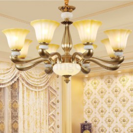 8 Light Retro Traditional Luxury Zinc Alloy Chandelier with Glass Shade