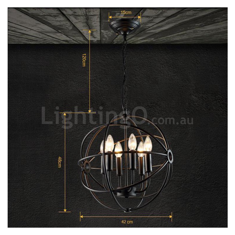 Black metal deals globe pendant light