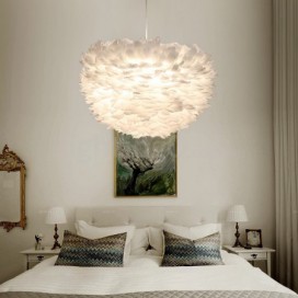 White Feather Pendant Light Kids Room