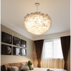 White Feather Pendant Light Kids Room