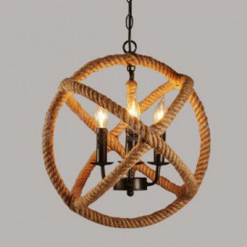 Country Hemp Rope 3 Light Vintage Pendant Light