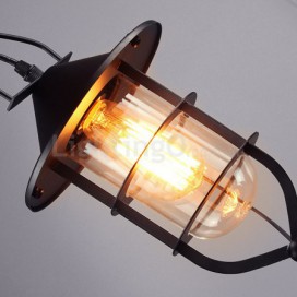 Vintage Metal Pendant Light with Glass Shade