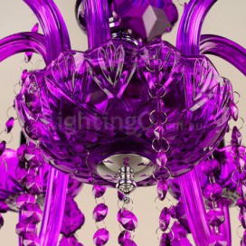 8 Light Purple Candle Style Crystal Chandelier