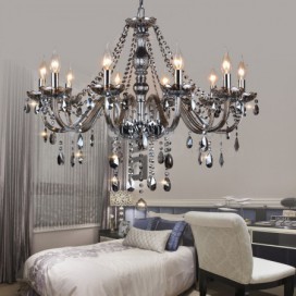 10 Light Retro Gray Candle Style Crystal Chandelier