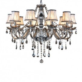 10 Light Retro Gray Candle Style Crystal Chandelier