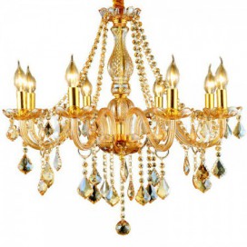 8 Light Amber Modern Candle Style Crystal Chandelier