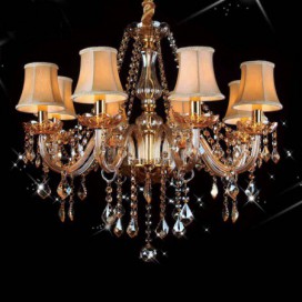 12 Light Amber Modern Candle Style Crystal Chandelier