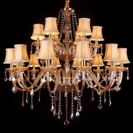 18 Light (12+6) 2 Tiers Amber Modern Candle Style Crystal Chandelier