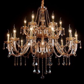 18 Light (12+6) 2 Tiers Amber Modern Candle Style Crystal Chandelier