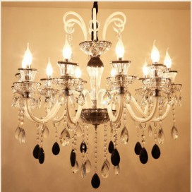 10 Light Black White Clear Candle Style Crystal Chandelier