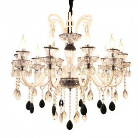 10 Light Black White Clear Candle Style Crystal Chandelier