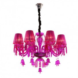 8 Light Purple Candle Style Crystal Chandelier