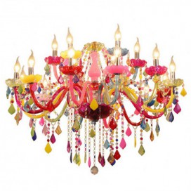 18 Light (12+6) 2 Tiers Multi Colours Kids Room Candle Style Crystal Chandelier