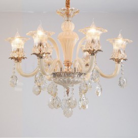 6 Light Champagne Candle Style Crystal Chandelier