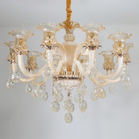 10 Light Champagne Candle Style Crystal Chandelier