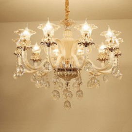 10 Light Champagne Candle Style Crystal Chandelier