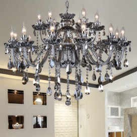 18 Light (12+6) 2 Tiers Retro Gray Candle Style Crystal Chandelier