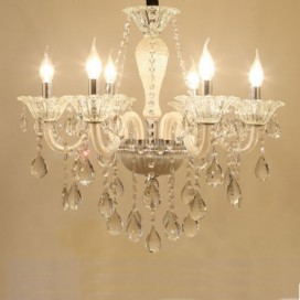 6 Light White Candle Style Crystal Chandelier