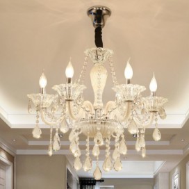 6 Light White Candle Style Crystal Chandelier