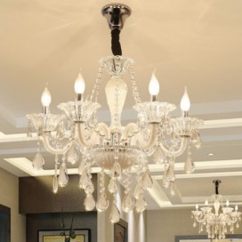 6 Light White Candle Style Crystal Chandelier