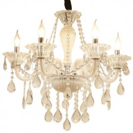 6 Light White Candle Style Crystal Chandelier