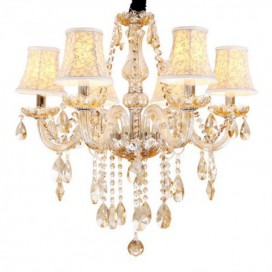 6 Light Cognac Colour Candle Style Crystal Chandelier