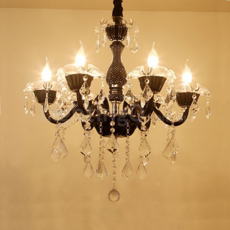 6 Light Black Retro Candle Style Crystal Chandelier