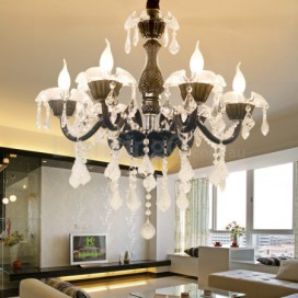 6 Light Black Retro Candle Style Crystal Chandelier