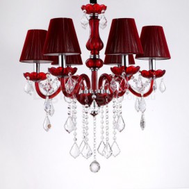 6 Light Red Candle Style Crystal Chandelier