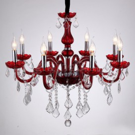 8 Light Red Candle Style Crystal Chandelier