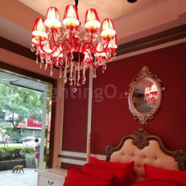 8 Light Red Candle Style Crystal Chandelier