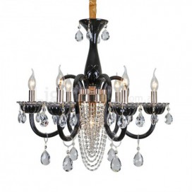 6 Light Black Candle Style Crystal Chandelier